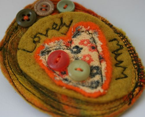 Lovely Mum brooch close up