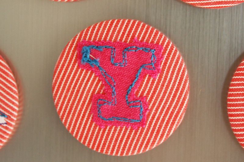 Y magnet letter close up on fridge