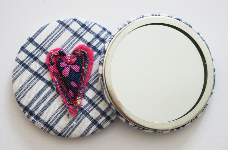 Pink heart mirror front and back