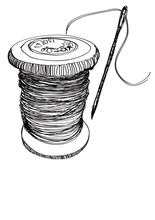 needle and thread drawing