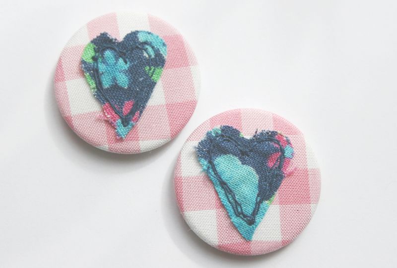 Hearts 2 navy on pink close up on white background lighter