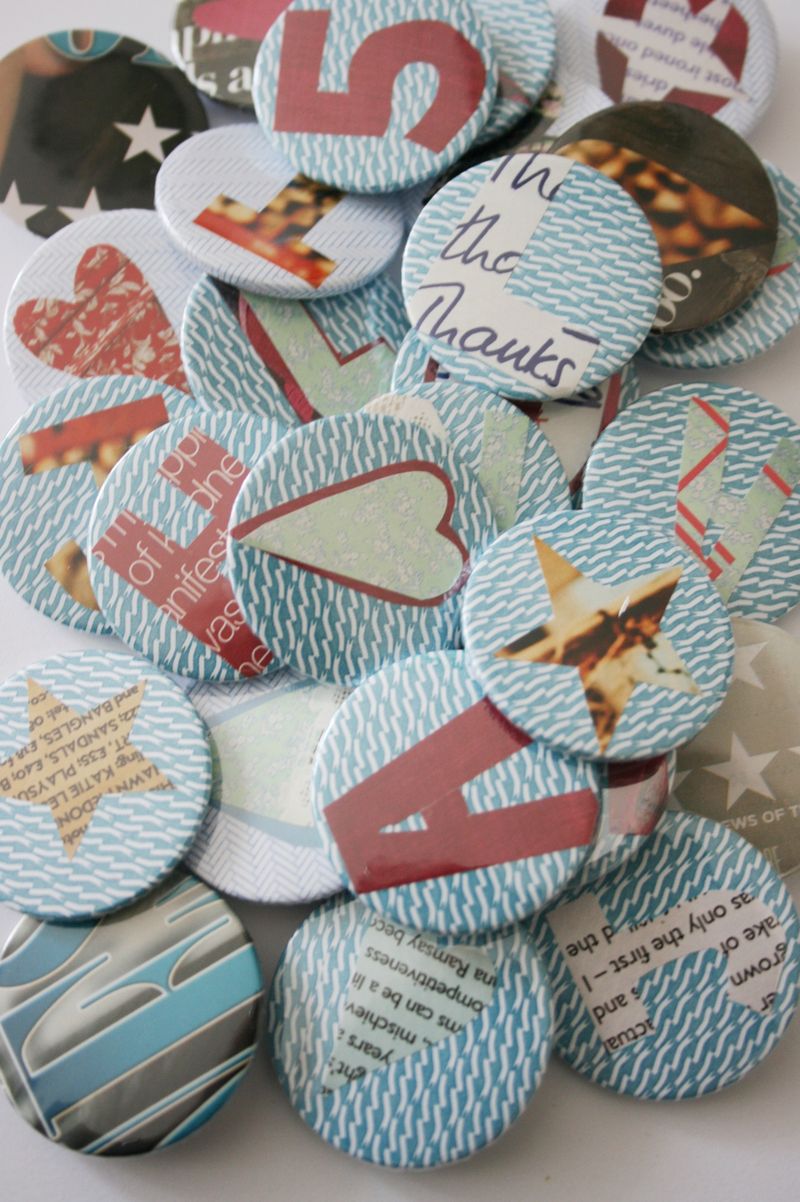 Recycled badges in pile