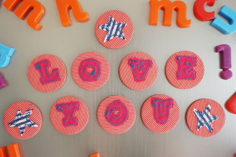 Love You magnet letters on fridge